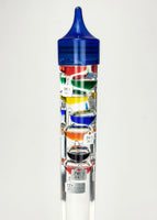 25" Tall Square Tube Galileo Thermometer With Wooden Base & Blue Cap - 2025 UPDATE